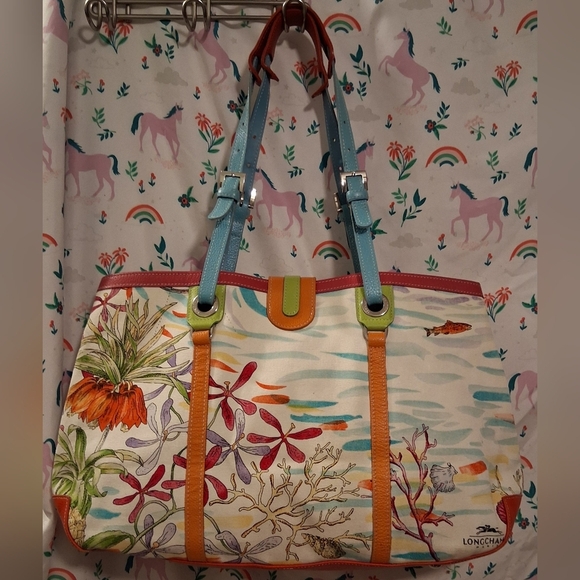 EUC RARE Vintage Longchamp Limited Edition Sea Treasure Nautical Boho Purse Bag - Picture 3 of 16